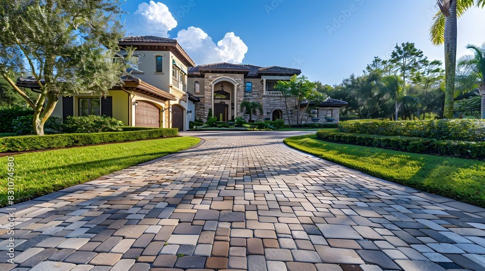 Modern driveway with block paving
